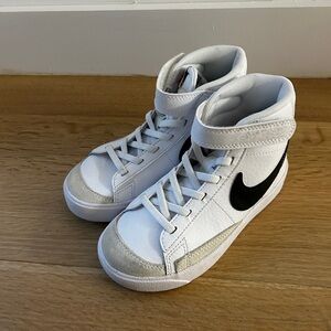 Kids White and Black Nike High-Top Sneakers